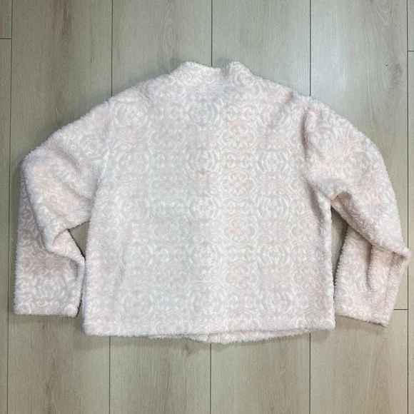 Vintage Coldwater Creek‎ Pink Fleece Button Jacket L Floral Print USA Made - Picture 5 of 7